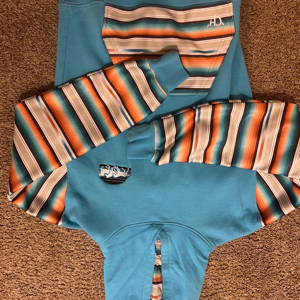 Striped Blue and Orange Women's Hoodie
